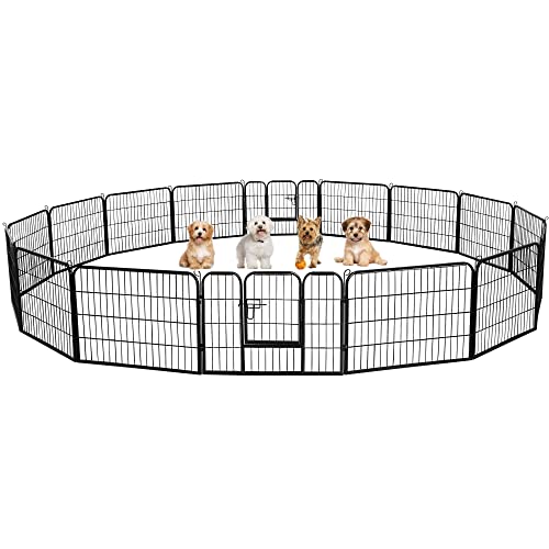 Yaheetech 16 Panneaux Parc Enclos pour Chien Chiot Lapin Rongeur 80 cm L x 60 cm H Clôture Extérieur Canard en Métal Pliable sans Toit