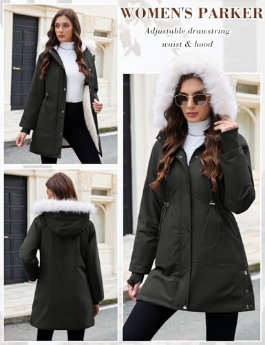 UMIPUBO Damen Winter Mantel Warmer Parka Lang Winterjacke Mit Kapuze Women’s Elegant Mantel Thermo Jacken