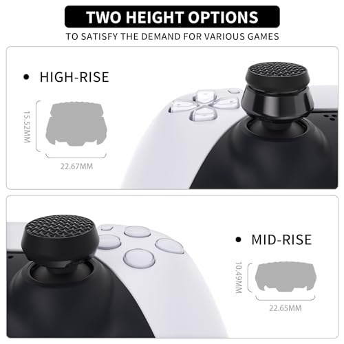 playvital Thumbs Pro ARMOR Thumbstick Extender for ps5 Wireless Controller Thumb Grips, Joystick Caps Grip for ps5 Controller - 2 High Raise and 2 Mid Raise Dome - Black - Image 3