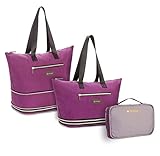 biaggi ZipSak Boost - Bolso de mano convertible aprobado por la TSA, bolsa de viaje duradera, gimnasio y bolsa de fin de semana para mujer, Púrpura, Talla única