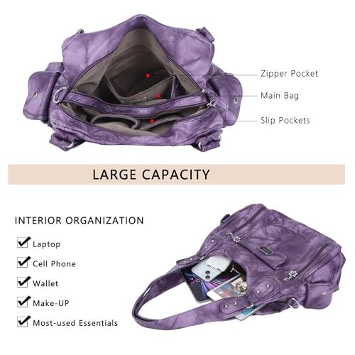 Image of Angel Kiss Purses for Women, Large Shoulder Bag Hobo Tote Purse Mutipocket Faux Leather Satchel Hobo Purse