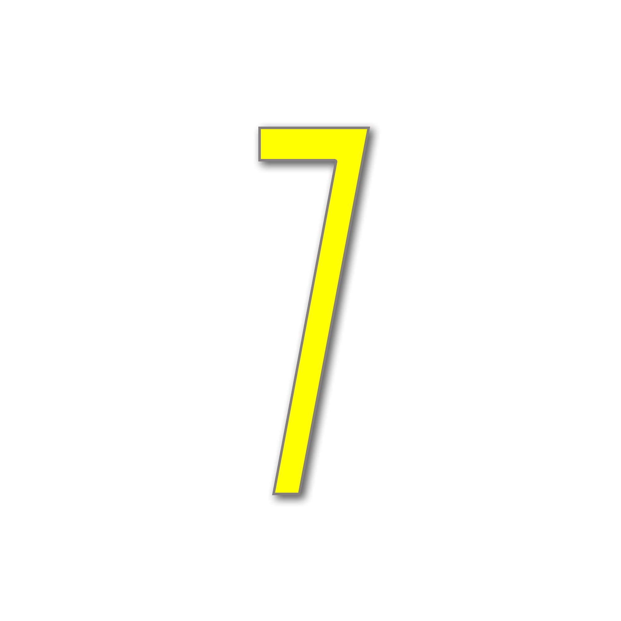 House Number 7 AVENIDA Door Numbers 3 Sizes (15, 20, 25cm / 5.9, 7.8, 9.8in) Modern Floating House Number Acrylic incl. Fixings Easy Seen, Colour:Yellow, Size:25cm / 9.8'' / 250mm