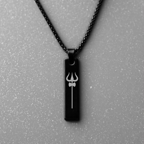 Image of Mesmerize Spiritual Mini Tag Stainless Steel Necklaces for Men | Locket and Pendant Necklace for Men and Guys | Necklace with Chain in Black and Silver | 6-Month Warranty.