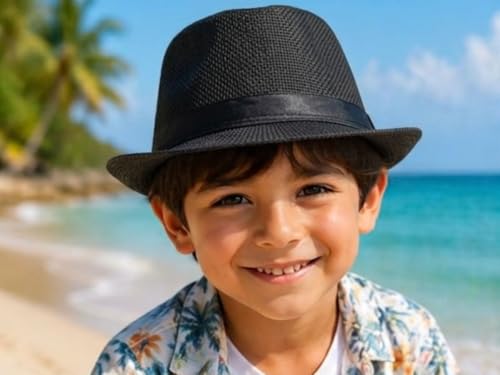 Image of BookMyCostume Black Western Cowboy & Ballroom Style Hat | Fancy Dress Accessory for Dance, Stage Shows & Theme Parties For Kids