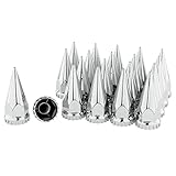 Chrome 33 mm Lug Nut Covers for Semi Trucks - Chrome Spike Lug nut Covers - flanged Lug nut Covers Screw on - Height 4-3/4' -semi Lug nut Covers Screw on, Lug Nut Caps (20, Screw on (Threaded))
