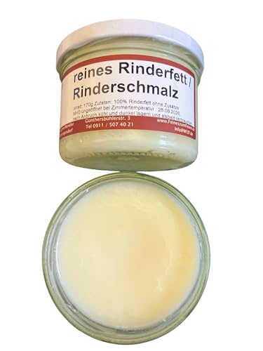 Rinderfett/Rinderschmalz/Rindertalg im Glas hausgemacht in der fränkischen Handwerksmetzgerei (170g)
