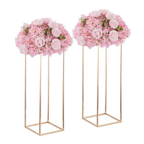 Inweder Gold Blumenständer Hochzeits Mittelstücke - 2 Stück Säulenvasen...