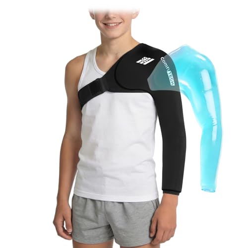 ComfiTECH Shoulder Arm Ice Pack Wrap for Pitchers & Volleyball Players Reusable Ice Pack for Shoulder & Elbow & Arm Cooling Adjustable Ice Arm Sleeve for Post-Training Recovery & Muscle Comfort S