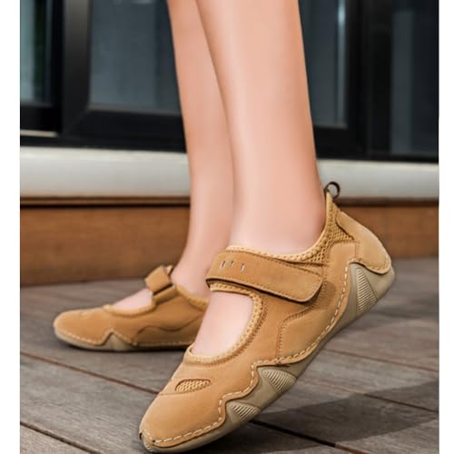 Women's Casual Breathable Flat Mary Jane Sneakers– Hollow Mesh Slip-On Orthotic Walking Shoes with Arch Support, Comfortable Nurse & Work Shoes4