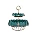 Soporte para tartas de cerámica con base de metal verde mesa de postre de 2 capas cuadrado para cupcakes, hogar, sala de estar, bandeja para servir pastelería, soporte para tartas