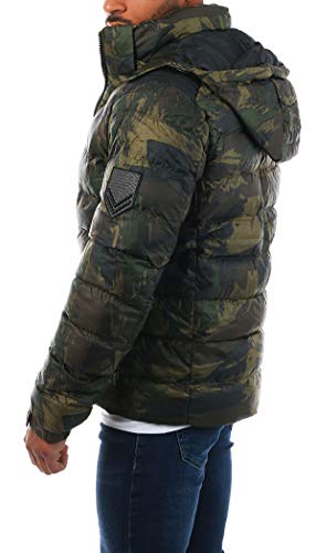 Young & Rich Herren Camouflage Stepp Winter Jacke mit Kapuze Tarn Militär Optik Look Warm gefüttert JK-455, Grösse:S, Farbe:Camouflage