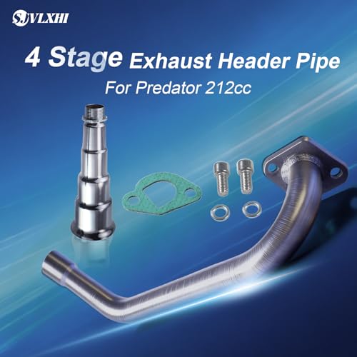 Image of Upgraded 4 Stage Exhaust Header Pipe Silver,For Predator 212cc 196cc Go Kart& Mini Bike, For Coleman Powersports CT200U,CT200U-EX,BT200X, For Honda GX160,GX200