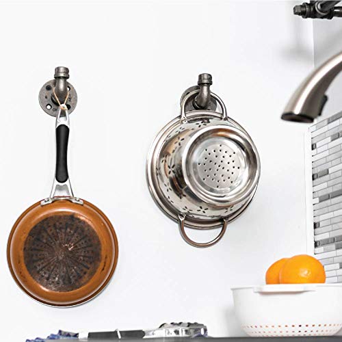 Industrial Pipe Decor Single Coat Hook - Heavy Duty Wall Mounted, Rustic Iron Diy Style, Steel Grey Black For Entryway, 1/2” Inch Threaded Floor Flanges Fittings And Elbows, 1 Floating Hooks Kit #TOP2