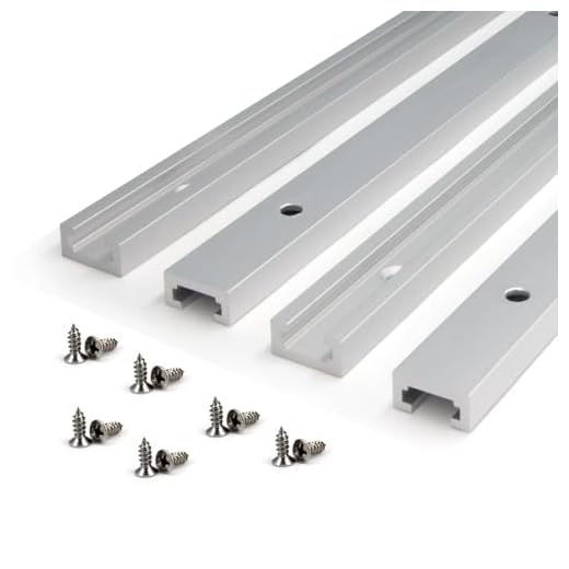 Yeebyee 400mm T-Track Aluminum Alloy T-Slot Track Slider with Self-taping Screws for Woodworking and Clamps, 4pcs/pack (Size:400mm)