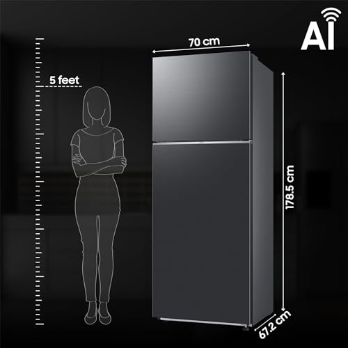 Image of Samsung 415 L, Optimal Fresh+, Digital Inverter, Frost Free Double Door WiFi Embedded Refrigerator (RT45CG662BB1TL, Black Matt)