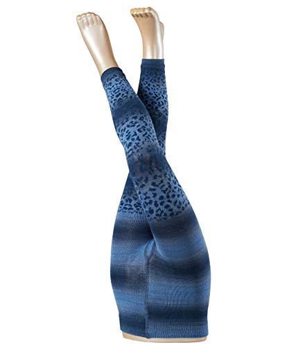 FALKE Unisex Kids Leopard Footless Tights, Blue (Paris Blue 6057), S