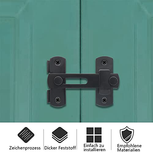 YUTOU Pack of 2 Door Bolt Black Stainless Steel Door Sliding Bolt Garden Gate Lock with Screws for Sliding Lock with Latch for Doors Windows Animal Doors Garden Doors - Image 4