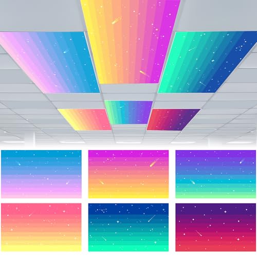 Image of VIHOSE 6 Pcs Fluorescent Light Covers for Ceiling Lights Classroom Magnetic Light Covers Classroom Filters Office School Drop Ceiling, 4 x 2 ft(Meteor)