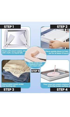 Image of Extra Large Rolled Ice Cream Maker (14 inchx10 inch) - Make Instant IceCream w /the Family - Manual Roll Your Own IceCream - Roll Ice Cream Tray (Light Pink)