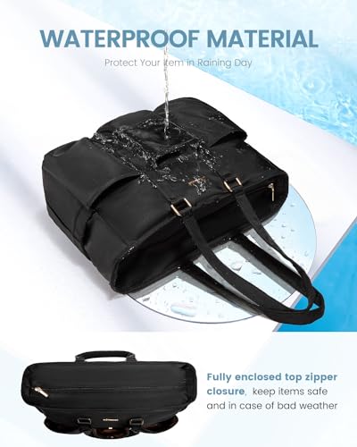 LOVEVOOK Laptop Tote Bag for Women Work, Teacher Tote Bag Nurse Bag With Large Cup Holder, Utility Professional Computer Bag For Work/Travel/College/Daily, Large Purse Handbag With Multi Pockets - Image 5