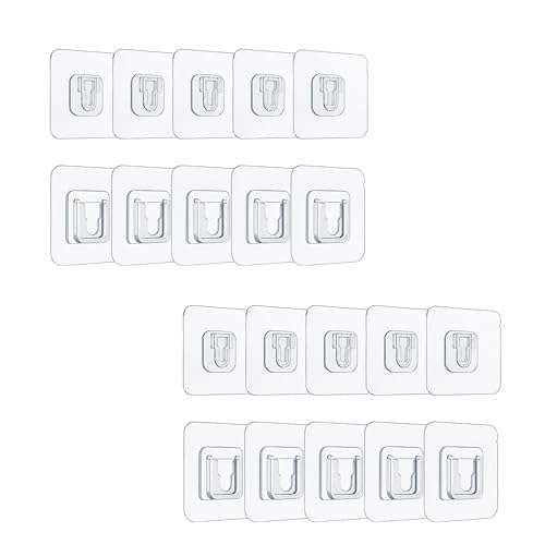 Image of BRAND VILLA Self Adhesive Male Female Wall Mount Holder for WiFi Router Remote Control Extension Board | No Drill Double Sided Sticky Wall Hook | Heavy Duty Transparent Bracket | Pack of 10