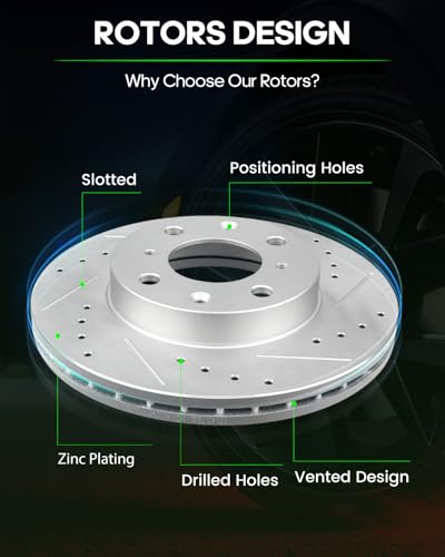 Image of SCITOO Front Disc Brake Rotors Kits 31029 Drilled & Slotted Brakes Rotor