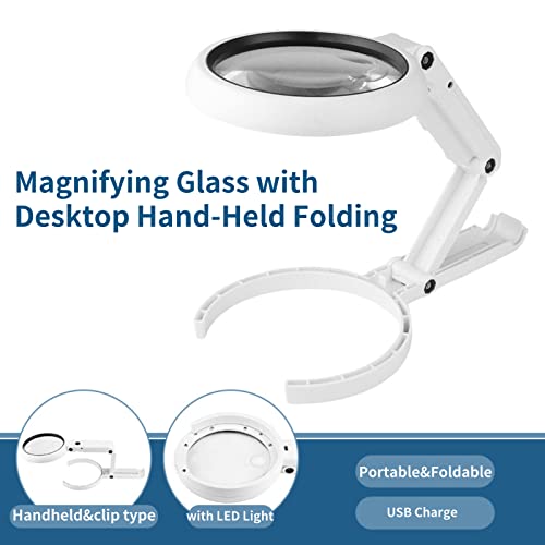 Portable Magnifying Glass With 8 Led Lights And Stand, Handheld 3.5X 10X Magnifying Glass With Dual Magnification Lens, Usb And Battery Operated Dimmable Magnifier For Reading, Jewlery Checking (L) #TOP1