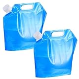 JCKD 2 Piezas con Tanques de Agua Plegables 5l, Bolsas de Agua Plegables Reutilizables a Mano y Bolsas de Agua Potable portátiles Cubiertas, adecuadas para Acampar al Aire Libre, Senderismo, Picnic