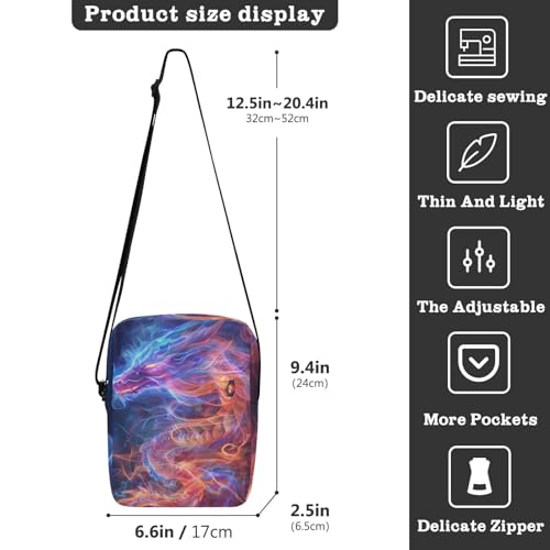 Crossbody Bag Neon Glowing Dragon Messenger Bag for Women Men Purse Shoulder Bag Satchel Bag with Adjustable Strap 214B59523