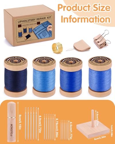 Kit de reparación con hilos de costura azul FOUSNOW miniatura 2