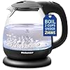Elite Gourmet EKT1001B Electric 10L BPA Free 1100W Glass Kettle Cordless 360 Base Stylish Blue LED Interior Handy Auto Shut Off Function–Quickly Boil Water For Tea More Graphite Black