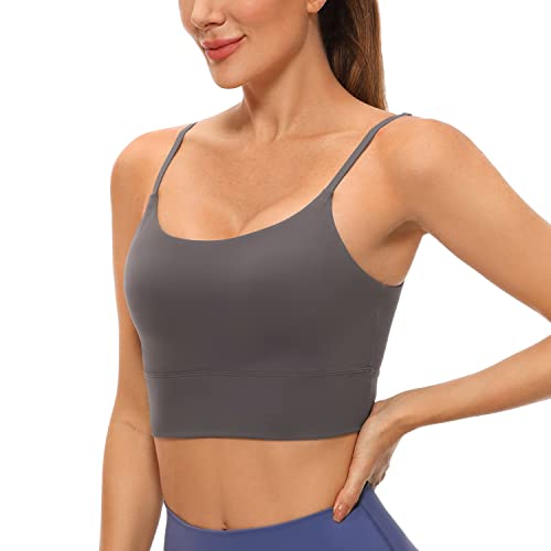 Image of CRZ YOGA V Back Longline Sports Bras | Medium Support, Removable Pads, Yoga, Brushed, Scoop Neck, Spaghetti Straps, for Women