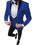 Casual Wedding Suit for Men Slim Fit 3 Pieces Jacket Blazer Groom Tuxedo Royal Blue M