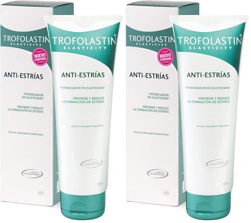 Trofolastin, Crema Antiestrías Reafirmante, Hidratación y Prevención de Estrías, Con Centella Asiática, Piel Flexible y Elástica, 250ml (Paquete de 2)