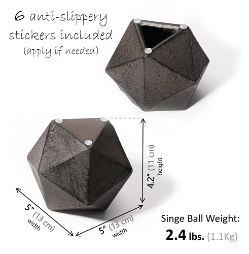 Ambipolar Geometric Decorative Ball Shaped Bookends, Modern Cast Iron Black Bookends for Office Desk, Book Shelf, Room Decor, Home Office, Book Stand or Organizer, Set of 2. Antique Black - Image 3