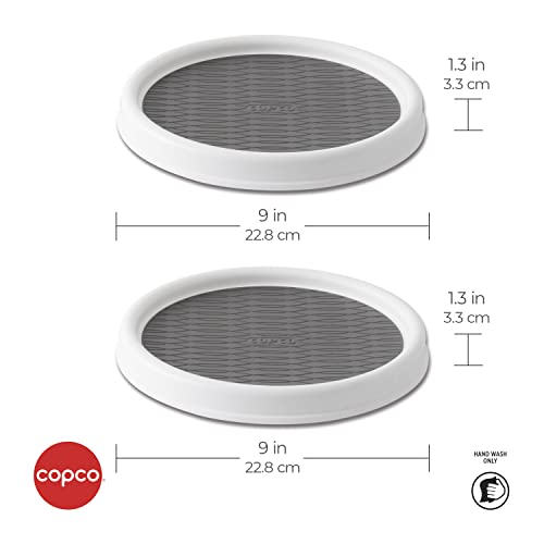 Image of Copco Lazy Susan Turntable Organizer Set of 2, 9 Inch Rotating Cabinet and Pantry Storage, Nonslip Surface with Outer Rim, Wipe Clean