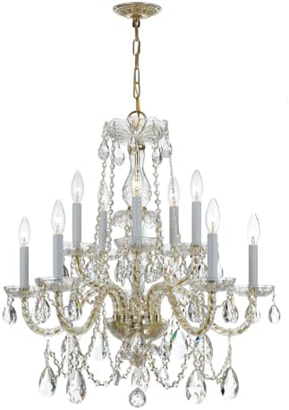 Crystorama Traditional Crystal 10 Light Hand Cut Crystal Polished Brass Chandelier