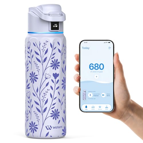 Image of WaterH BOOST Smart Water Bottle Tracker with Reminder to Drink Water, 32oz | Double Wall Vacuum Insulated Stainless Steel, BPA-Free, Leakproof, Wide Mouth for Office, Back to School Supplies