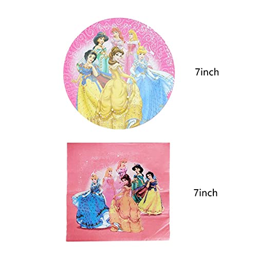 Zspzexsl 40Pcs Princess Party Supplies Include 20 Plates, 20 Napkins For The Princess Birthday Party Decoration #TOP1