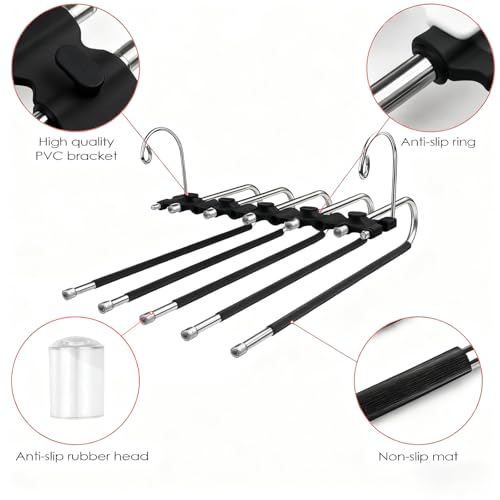 Sudnsadaks 2 Pcs Hosenbügel Platzsparend, Kleiderbügel Hosen Edelstahl, 5 in 1 Stabil Faltbare Hosenkleiderbügel Schrank Organizer, rutschfest Multifunktionaler Bügel für Schals, Jeans, Damen, Herren