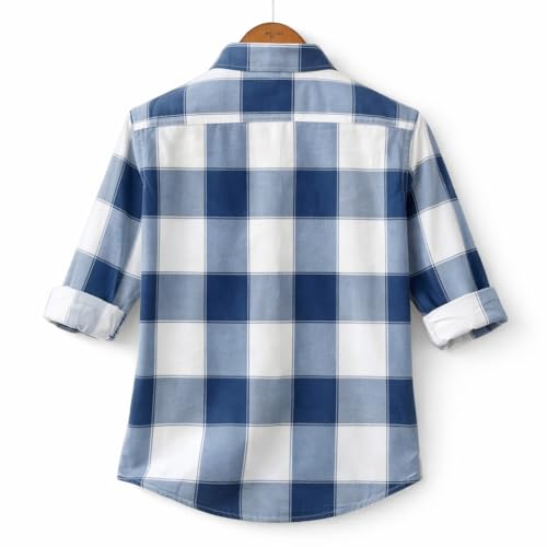 Image of FALCONWEAR Men's Cotton Checkered Casual Shirt Black and White Buffalo Plaid Button Down Full Sleeve Regular Fit Stylish for Boys and Men