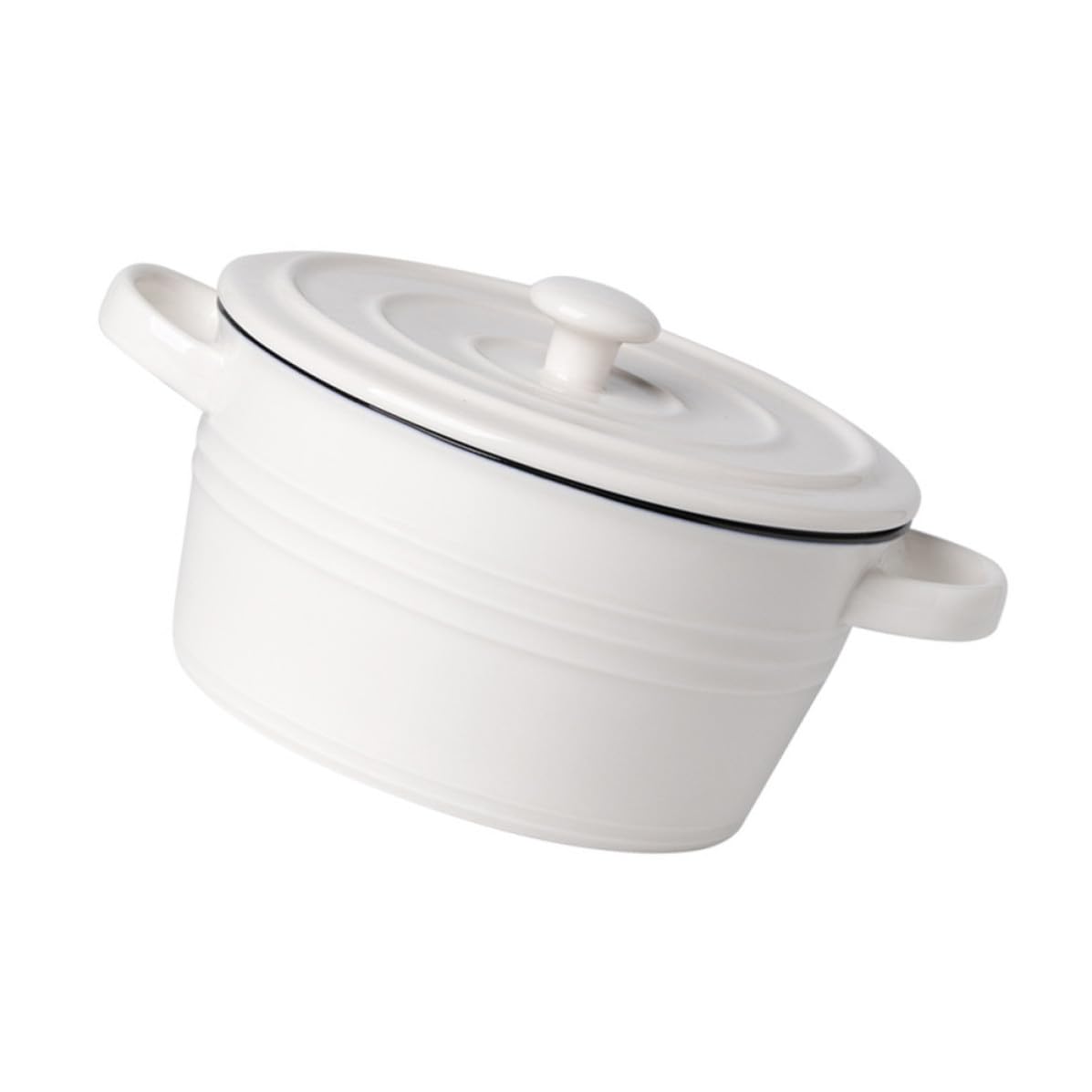 Bol à Soupe, à Double Anse Blanc avec Couvercle en Céramique Résistant la Chaleur et Robuste et Cuisine Repas Maison