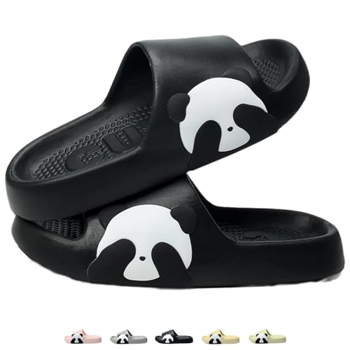 Cute Panda Slippers for Women Men Indoor Outdoor House Shower Shoes Non-Slip Adorable Cartoon Panda Slides Comfortable Couple Home Summer Sandals