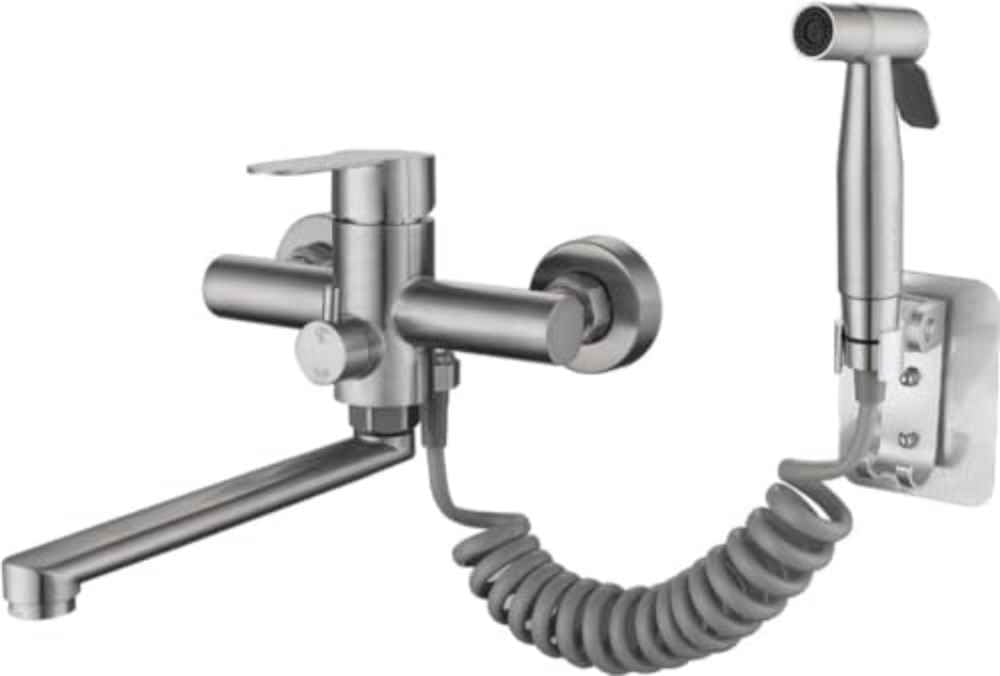 Robinet moderne pour cuisine murale, mitigeur avec douchette rétractable pour laver les plats