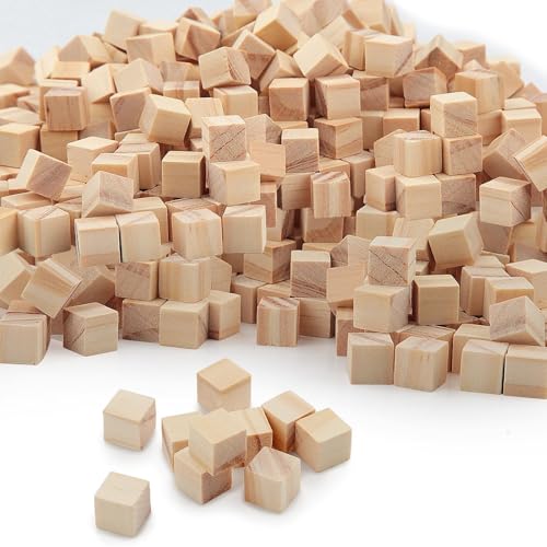 600 Stück Holzwürfel 10mm Würfel Holz Blanko Holzklötzchen Natur Holzklötze Holzblock Holz zum Basteln Quadrat Holzklotz Bastelholz Klötzchen für DIY Malen Handwerk Dekoration Zahlen Puzzle Bausteine