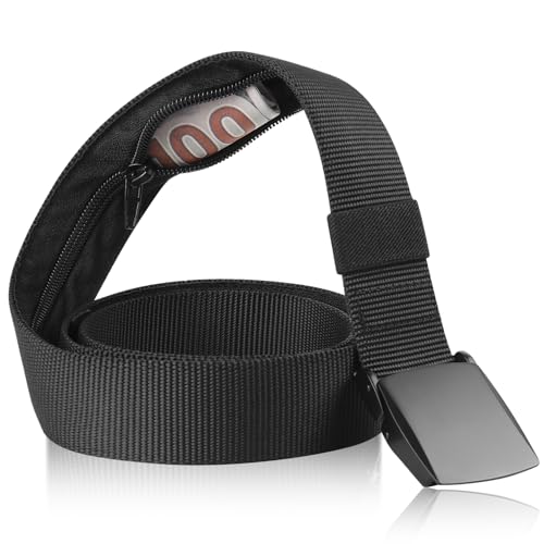 Cinto para dinheiro - Cinto de segurança para viagem com compartimento secreto, bolsa de dinheiro oculta de nylon antirroubo com fivela de liga de zinco para pai, namorado, homens, viagens de negócios