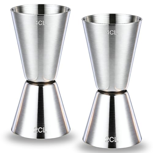 Cocktail Messbecher Set - 2er Pack, 2cl & 4cl Dual Spirit Measure Cup - Cocktail Messbecher - Edelstahl Barmaß für perfekte Cocktails - Präzise Skala für Bars und Zuhause