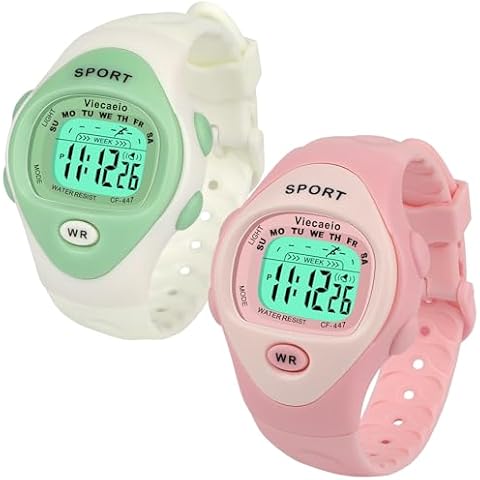 Viecaeio LED Eye Alarm Clock Children's Electronic Watch Waterproof Shockproof Blue Cartoon Box Gift for 3-8 Years Old Children Cover