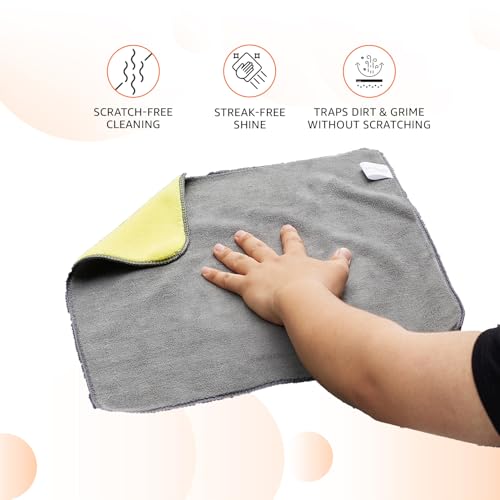 AmazonBasics Microfiber Cleaning Cloth | 800 GSM | Ultra Soft | Super Absorbent | Reusable | Pack of 2 (Multicolor) - 40cm X 40cm (Image - 4)