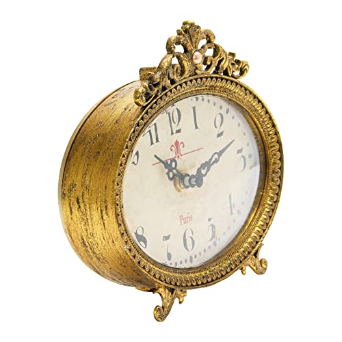 Creative Co-op Distressed Pewter, Gold Finish Mantel Clock